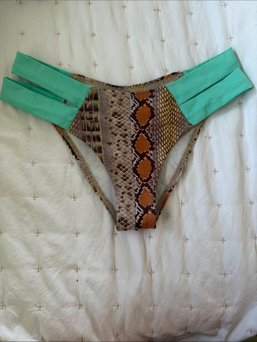 Girls' Mint & Snake Print Swim Bottoms